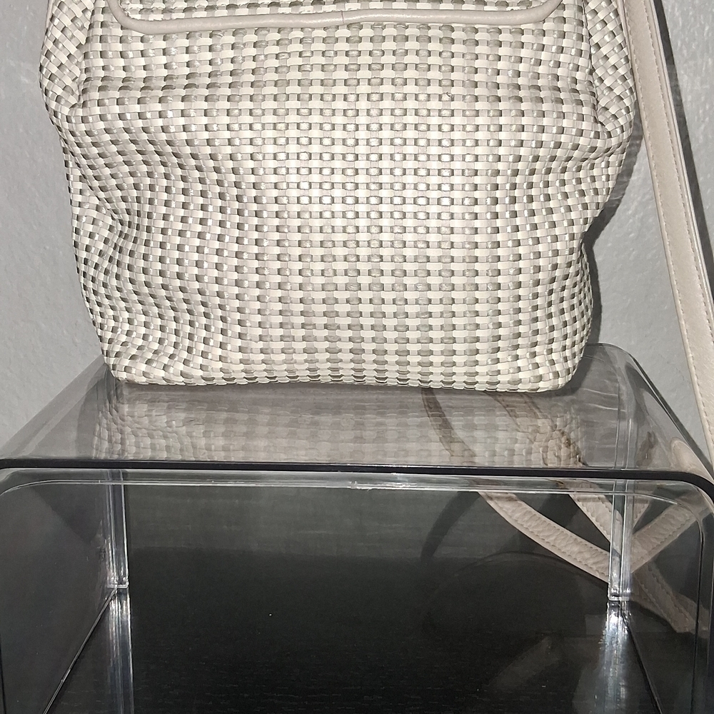 GANSON Chic Cream and Gray  Woven Women's Backpack - Picture 13 of 16